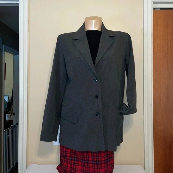 Chicos womens blazer Large 12 jacket charcoal grey stretch classic business work - Picture 2 of 7